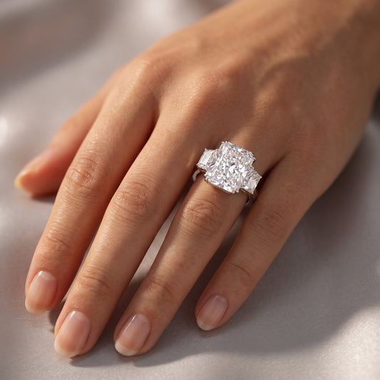 2.0CT Radiant Cut Three Stone Lab-Grown Engagement Ring