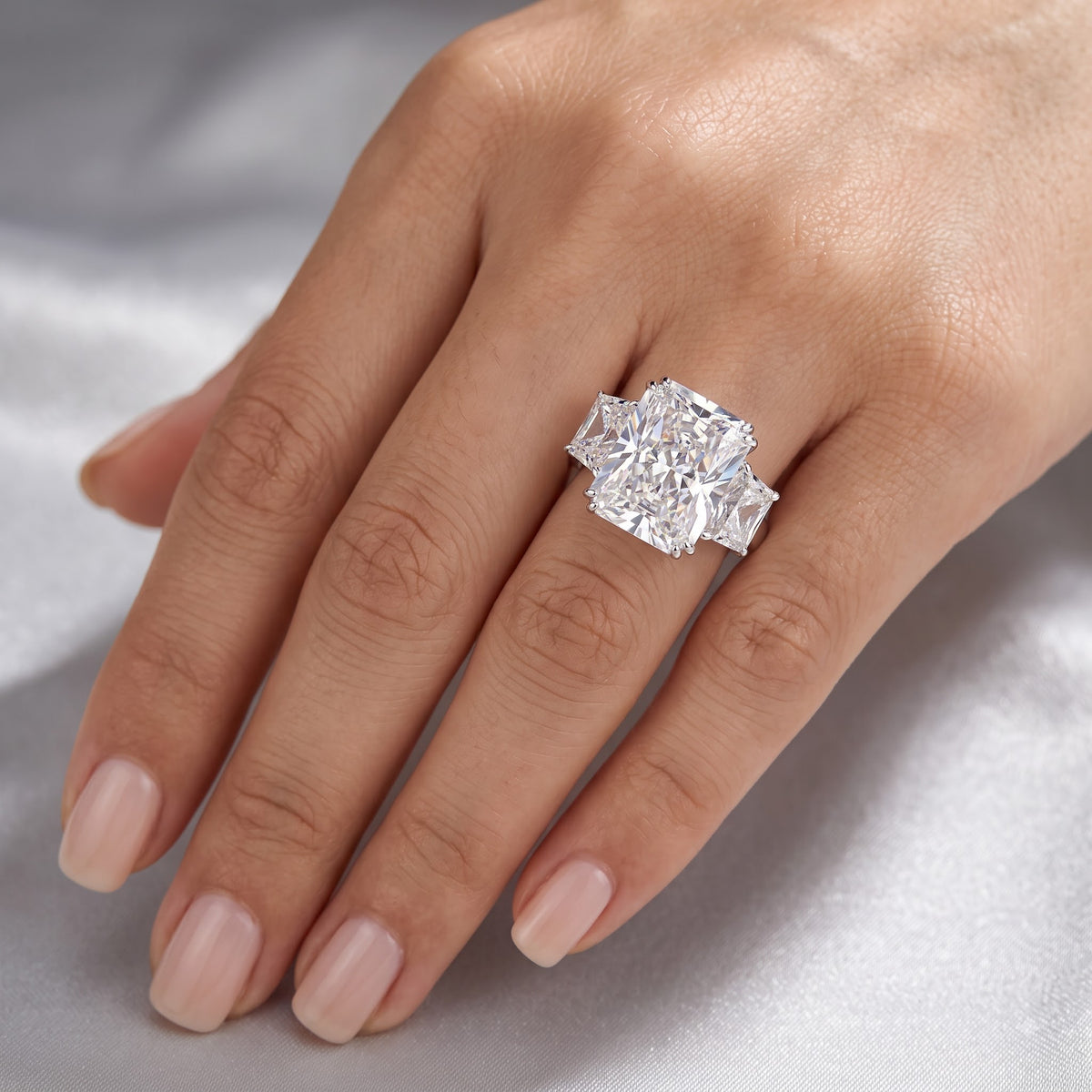 2.0CT Radiant Cut Three Stone Lab-Grown Engagement Ring