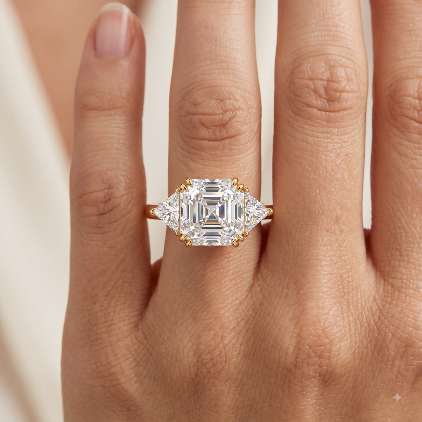 1.50CT Asscher Cut Three Stone Ring Lab-Grown Engagement Ring