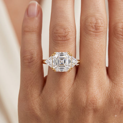 1.50CT Asscher Cut Three Stone Ring Lab-Grown Engagement Ring