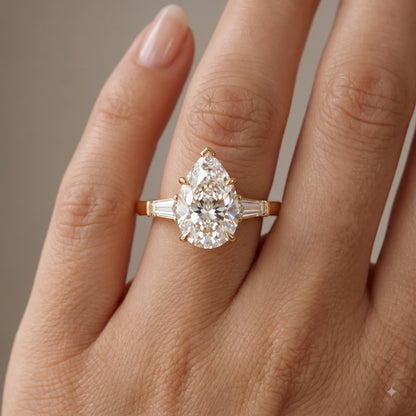 2.0ct Pear Shape Three Stone Lab-Grown Engagement Ring
