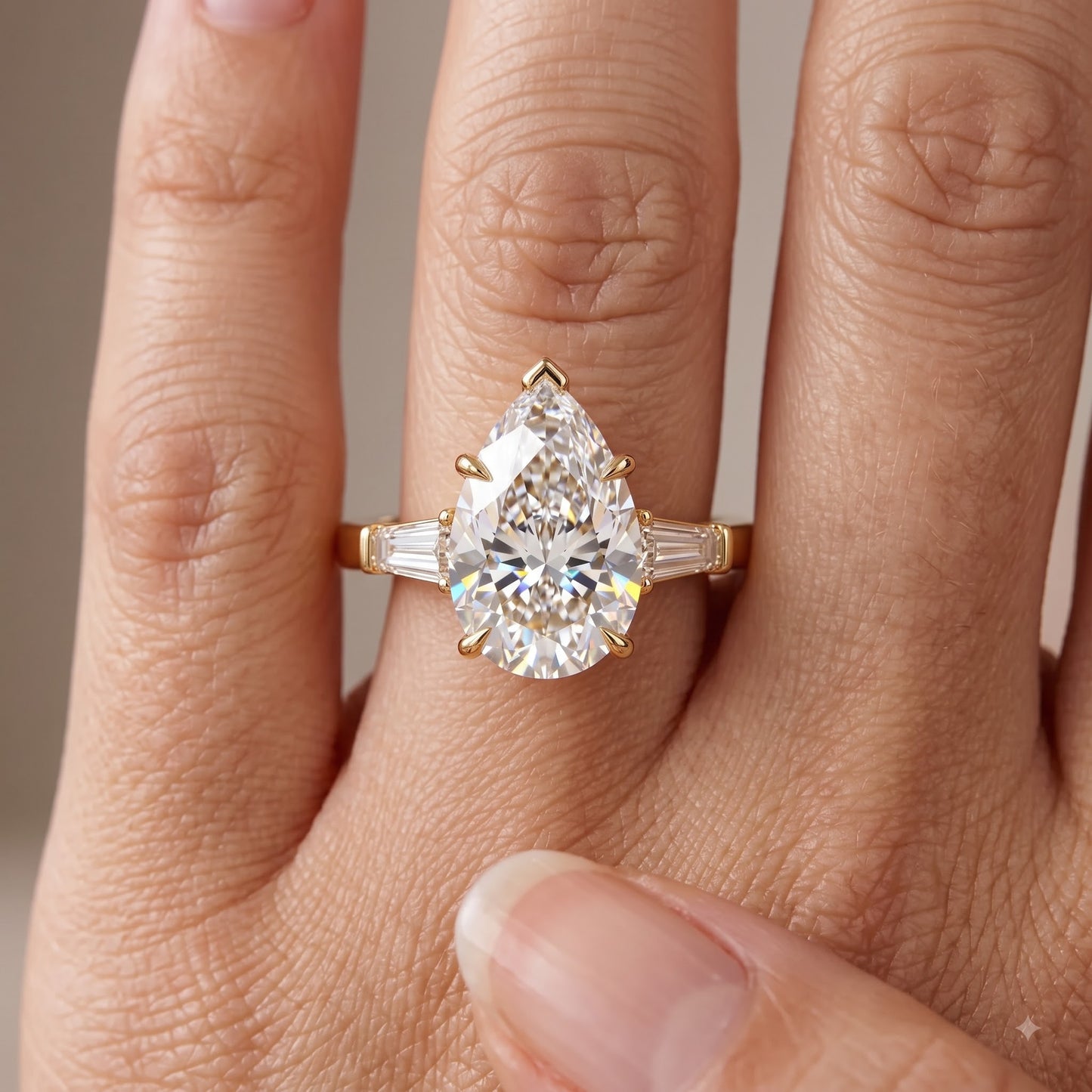 2.0ct Pear Shape Three Stone Lab-Grown Engagement Ring