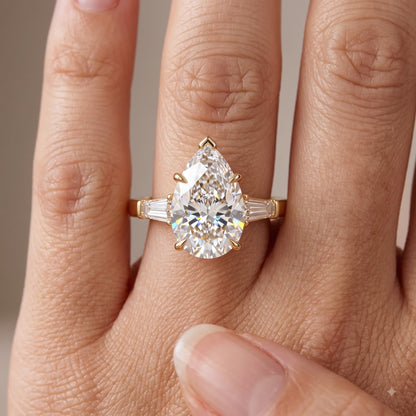 2.0ct Pear Shape Three Stone Lab-Grown Engagement Ring