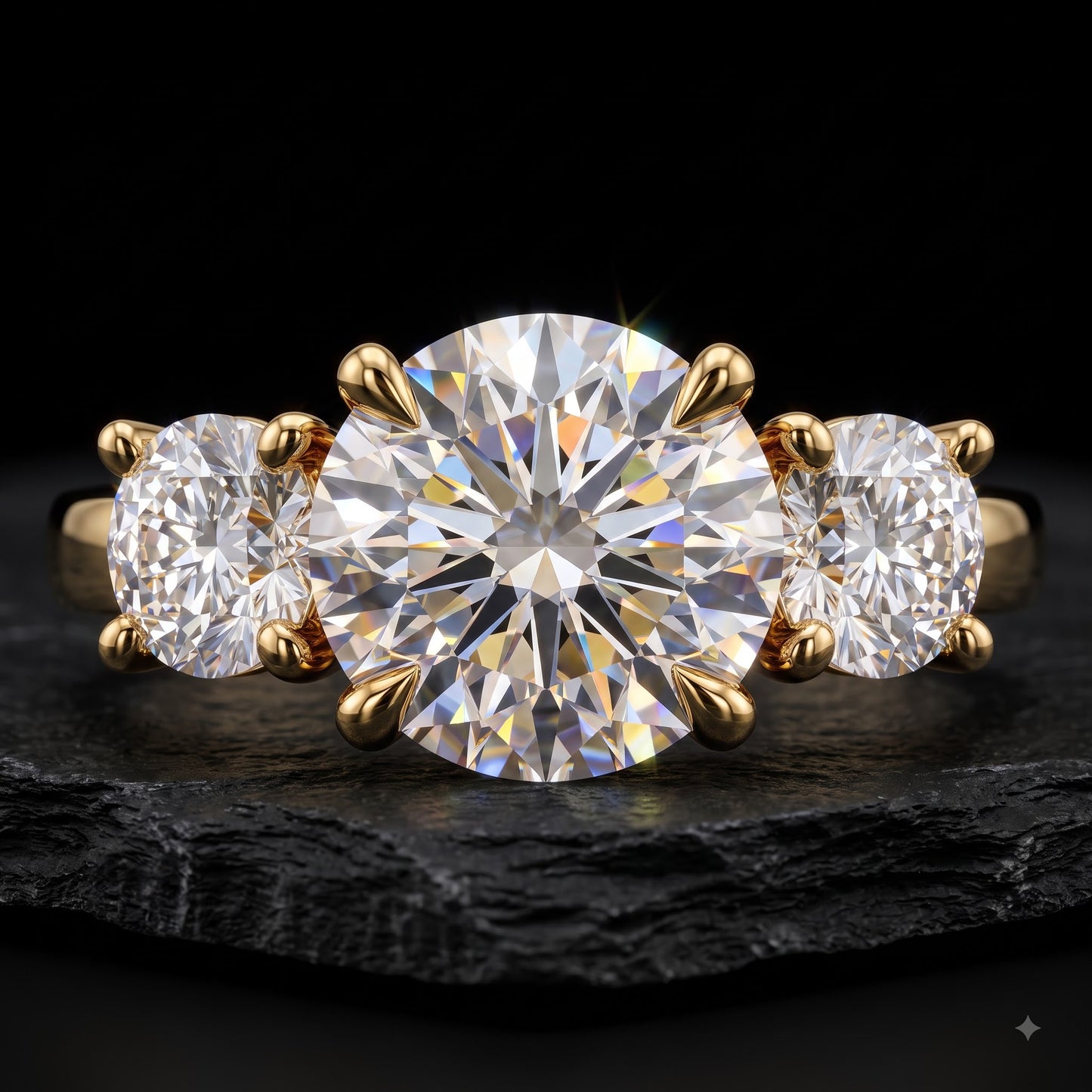2.80 CT Round Lab Diamond Three Stone Engagement Ring