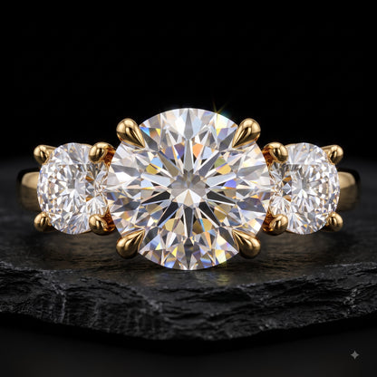 2.80 CT Round Lab Diamond Three Stone Engagement Ring