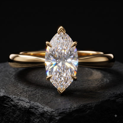 1.00CT Marquise Cut Lab Grown Diamond Engagement Ring