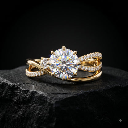 1.60ct  Round Cut Lab Grown Diamond Pave Engagement Ring