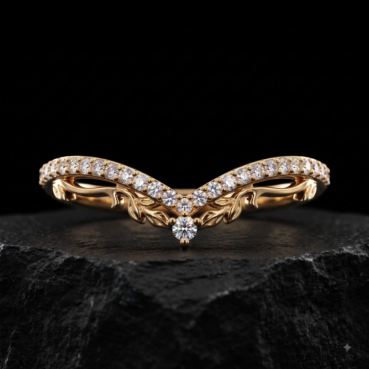 0.200 ct Lab Grown Diamond V Shape Wedding Band Ring