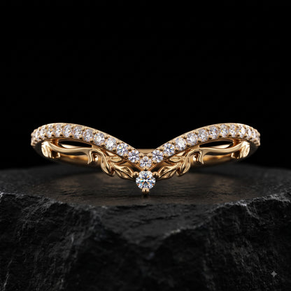 0.200 ct Lab Grown Diamond V Shape Wedding Band Ring