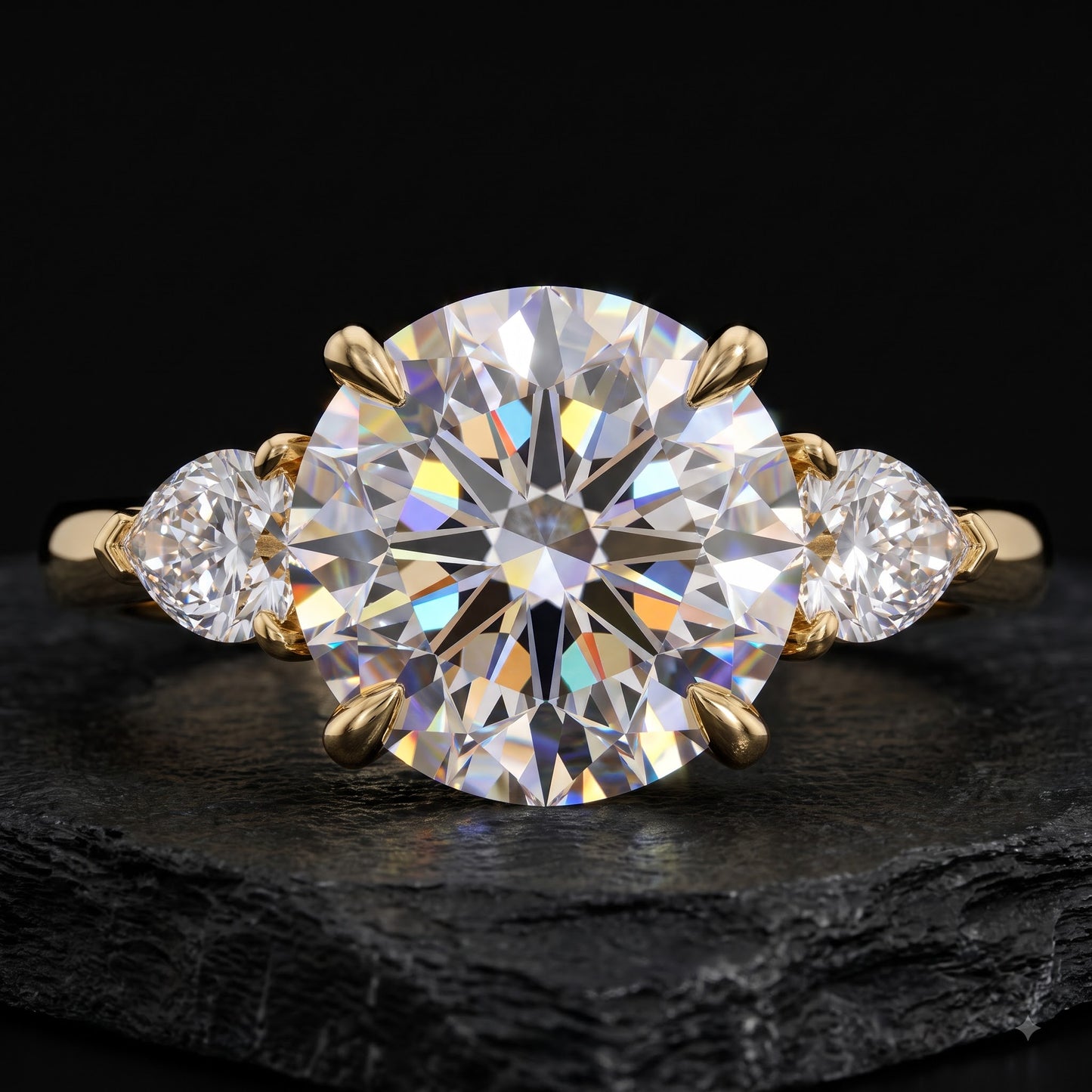 1.40ct Round Cut Lab Grown Diamond Three Stone Engagement Ring