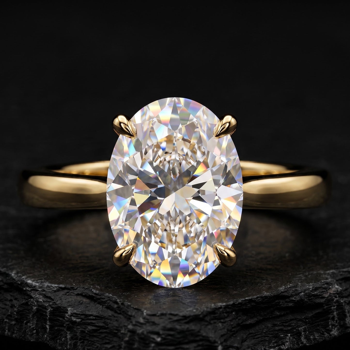 lab grown oval solitaire engagement ring