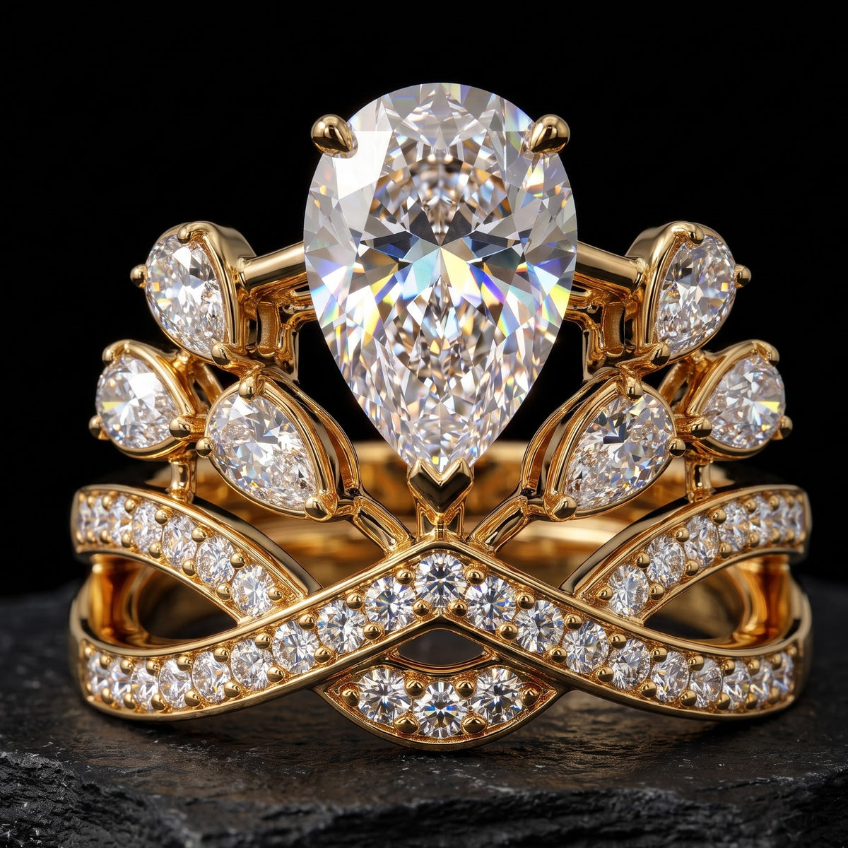 pear pave engagement ring