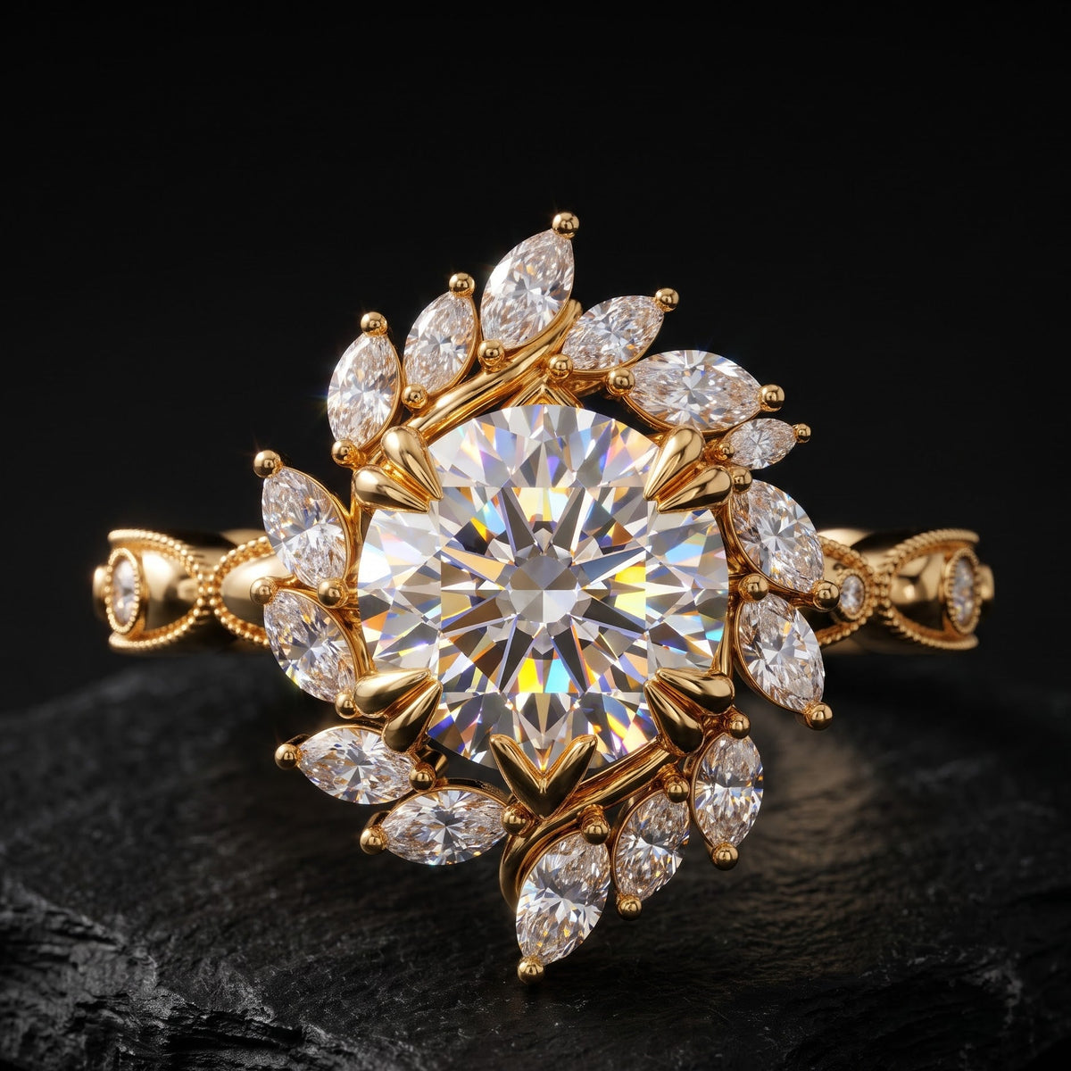 round diamond filigree engagement ring
