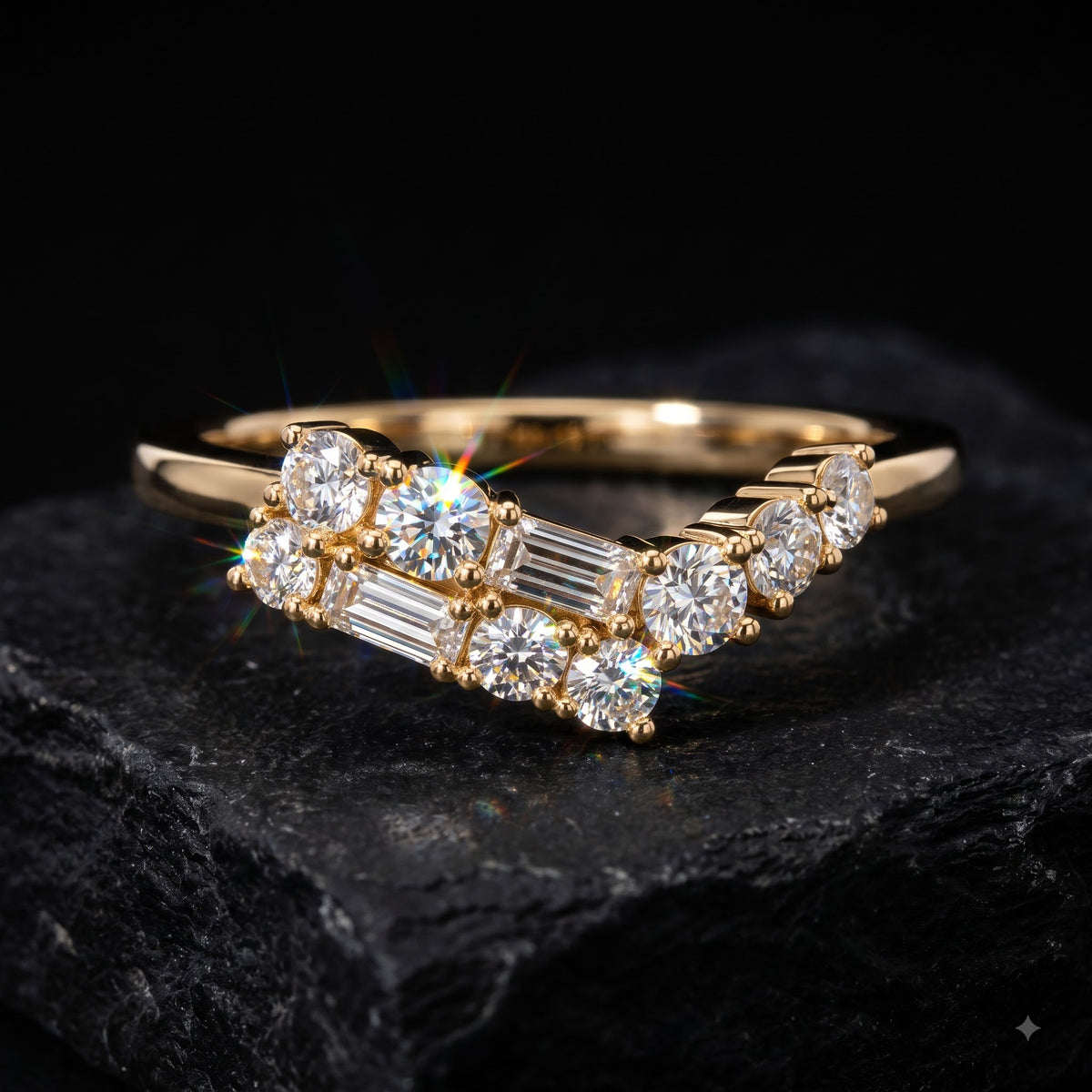 0.300 ct Baguette & Round Cut Lab Grown Diamond Wedding Band