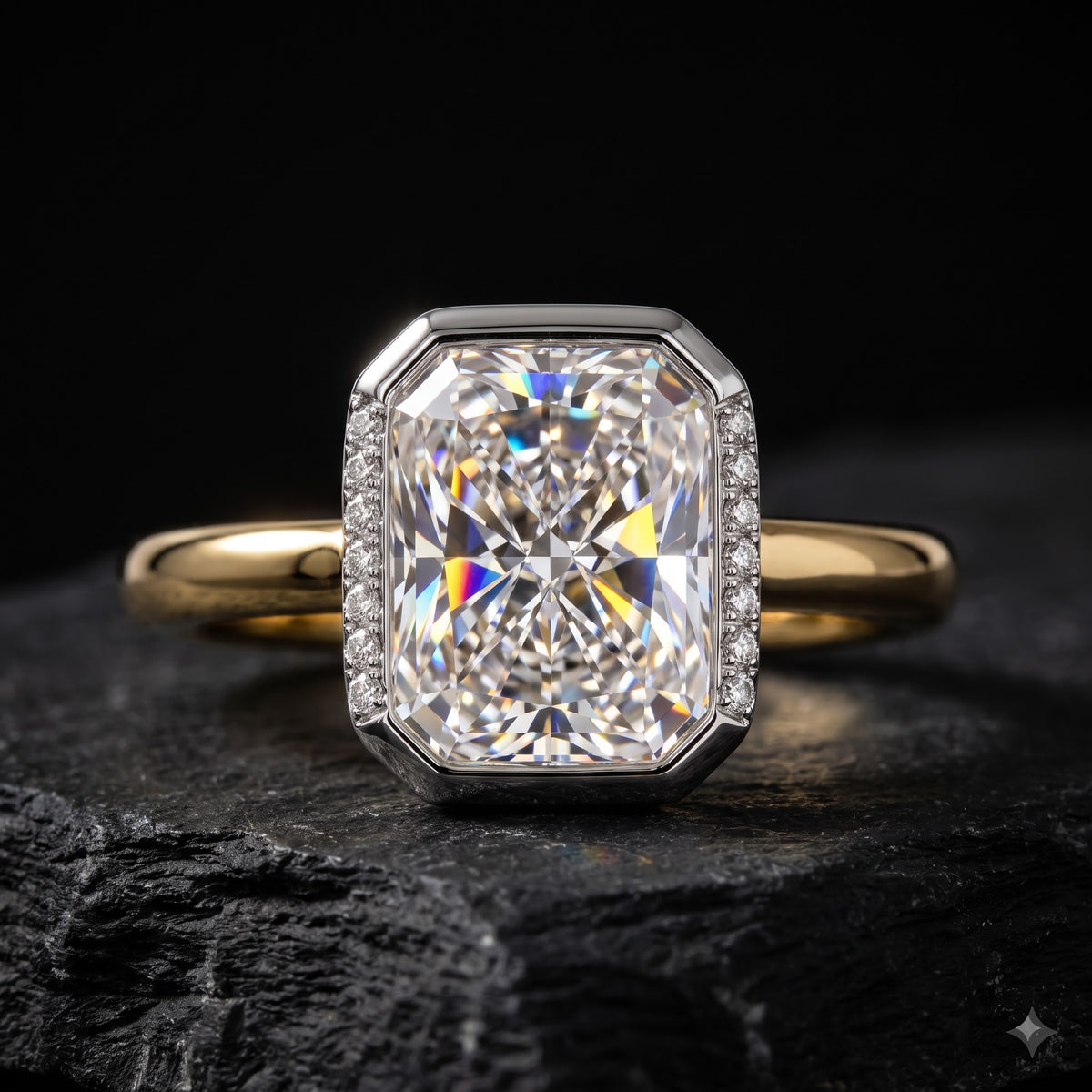 1.00ct Radiant Cut Lab Grown Diamond Modern Halo Engagement Ring