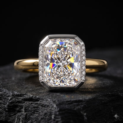1.00ct Radiant Cut Lab Grown Diamond Modern Halo Engagement Ring