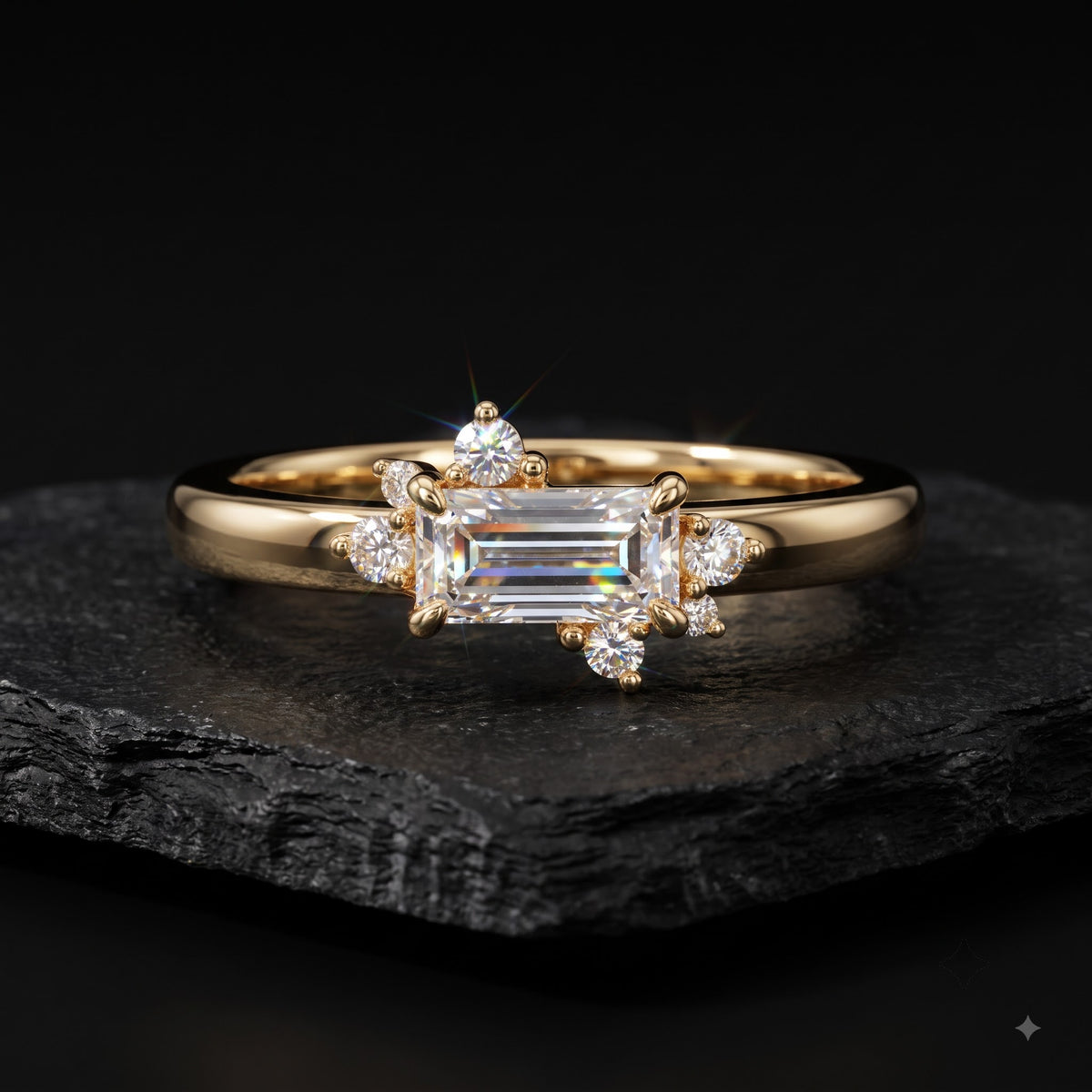 0.300 ct Baguette & Round Cut Lab Grown Diamond Unique Wedding Band