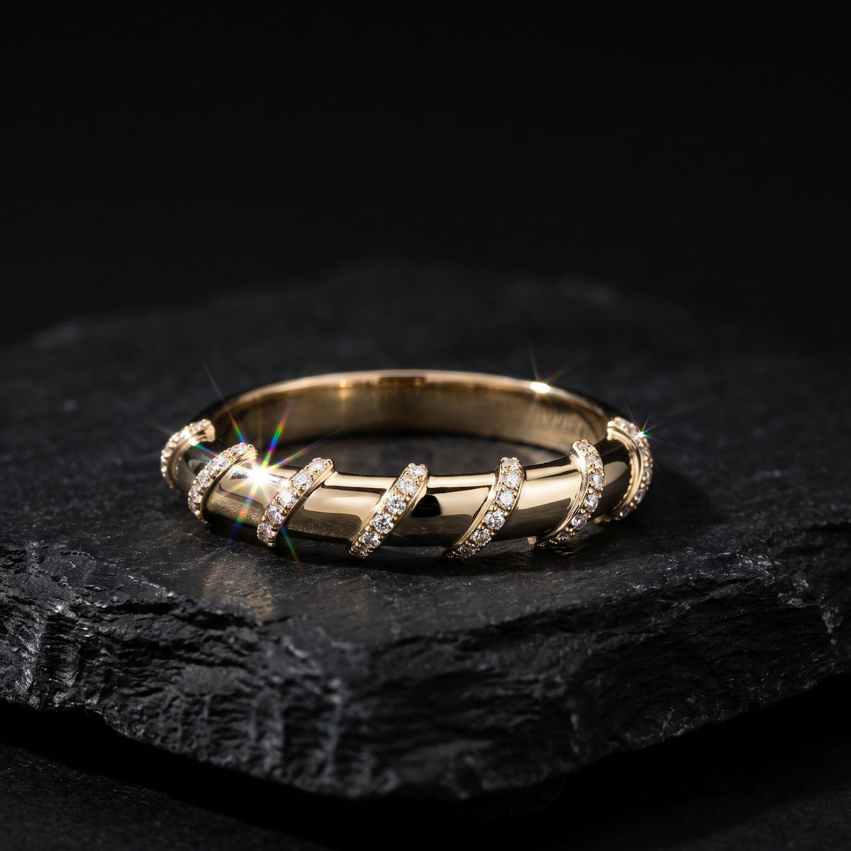modern diamond stacking band