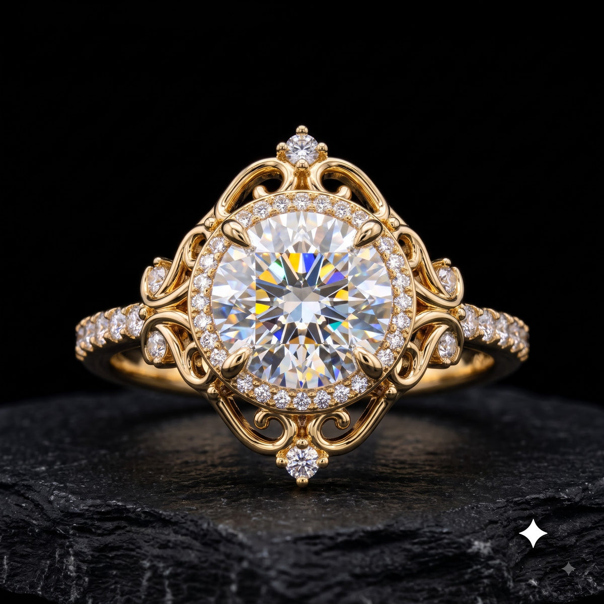 1.600ct  Round Cut Lab Grown Diamond Halo Engagement Ring