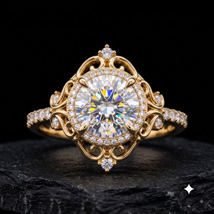 1.600ct  Round Cut Lab Grown Diamond Halo Engagement Ring