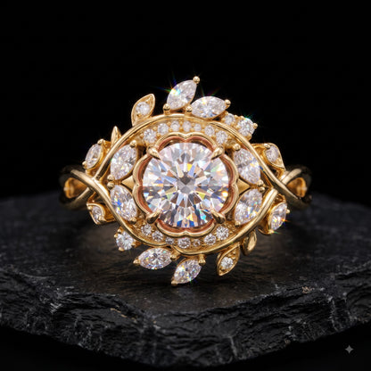 2.00ct  Round Cut Lab Grown Diamond Cluster Engagement Ring