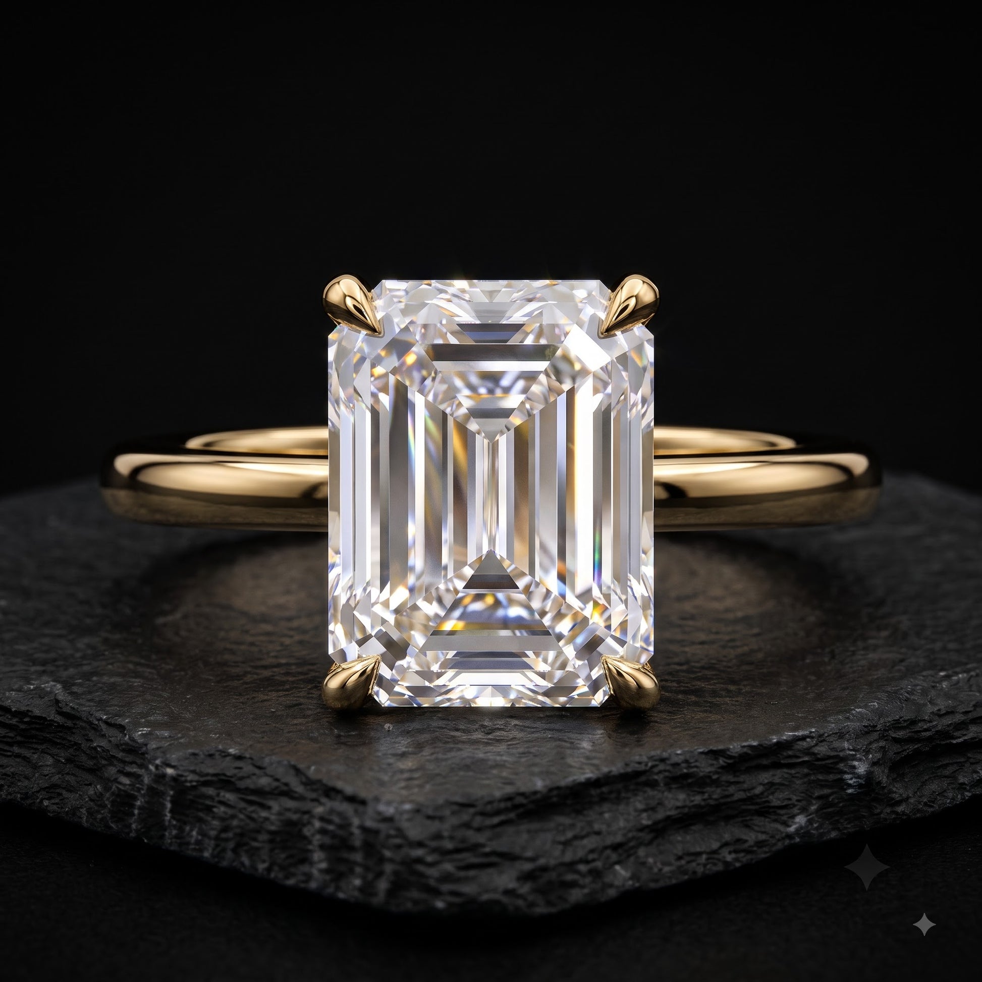 gold emerald engagement ring​

