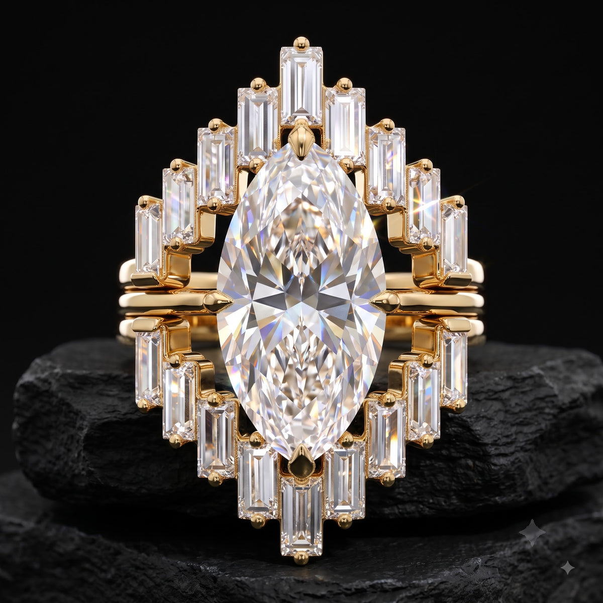 1.90ct Marquise Cut Lab Grown Diamond Halo Engagement Ring Set