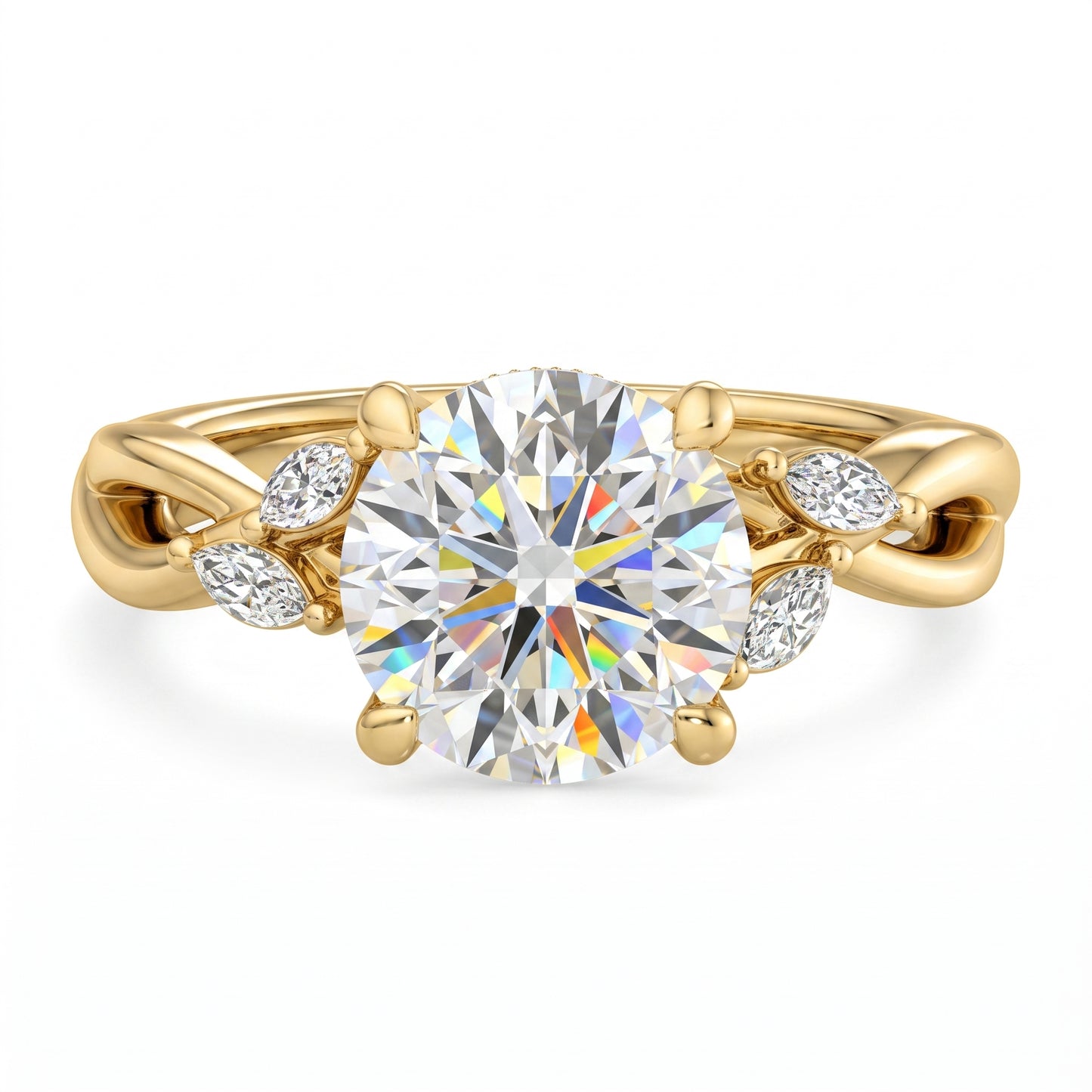 Nature Inspired 1.50 Carat Round Cut Lab Grown Diamond Engagement Ring