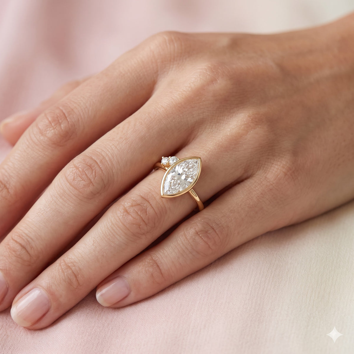 1.00 Ct Marquise Lab Grown Diamond Ring in 14K Gold | Amavida