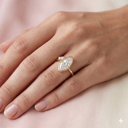 1.00 Ct Marquise Lab Grown Diamond Ring in 14K Gold | Amavida