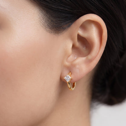14K gold diamond huggie earrings