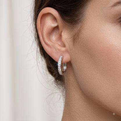 0.18 Ct Lab Grown Diamond Huggie Hoop Earrings | 14K Gold | Round Cut Diamonds