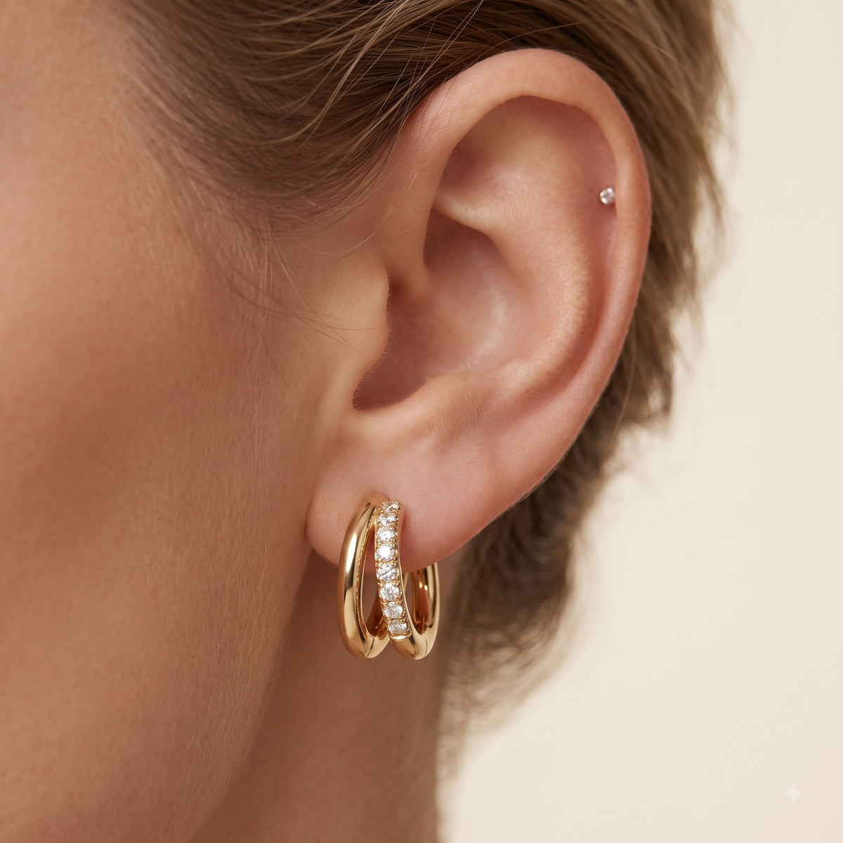 0.15 Ct Lab Grown Diamond Huggie Hoop Earrings | 14K Gold | Round Cut Diamonds
