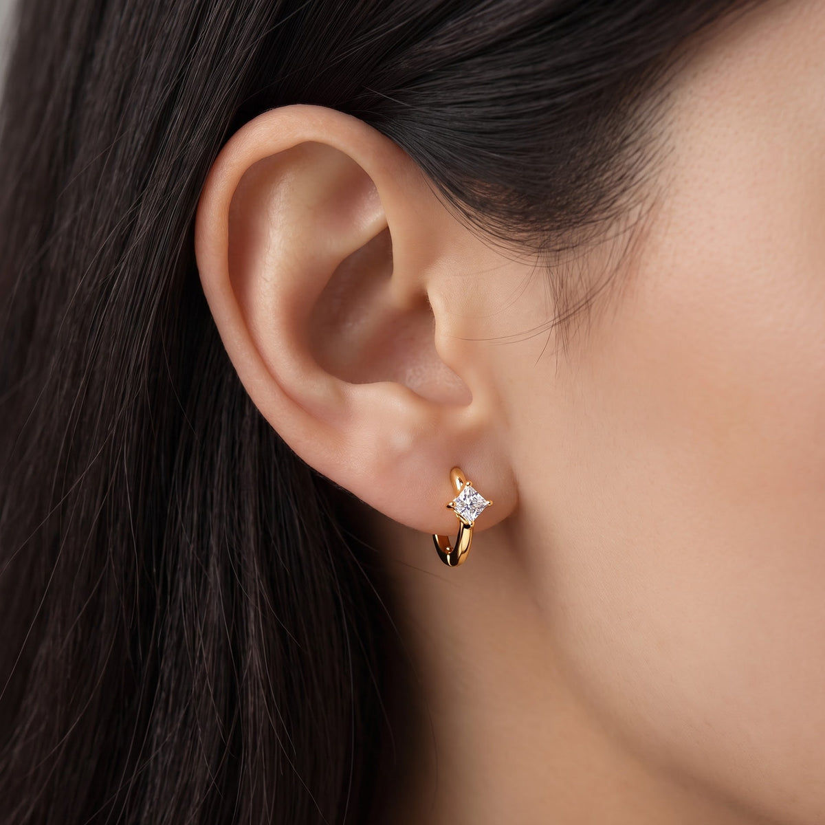 0.12 ct princess cut lab grown diamond earrings