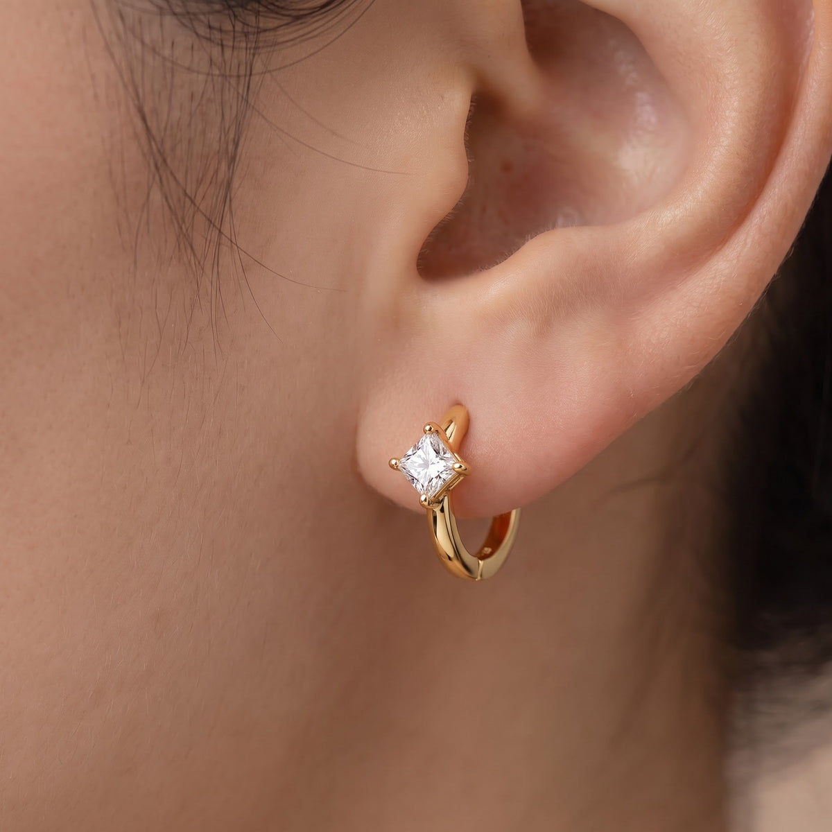 square cut lab grown diamond earrings