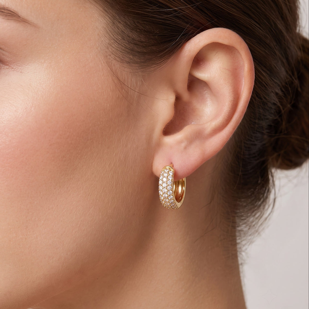 multi-row diamond huggie earrings