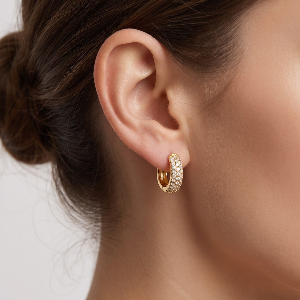 14K yellow gold pavé earrings