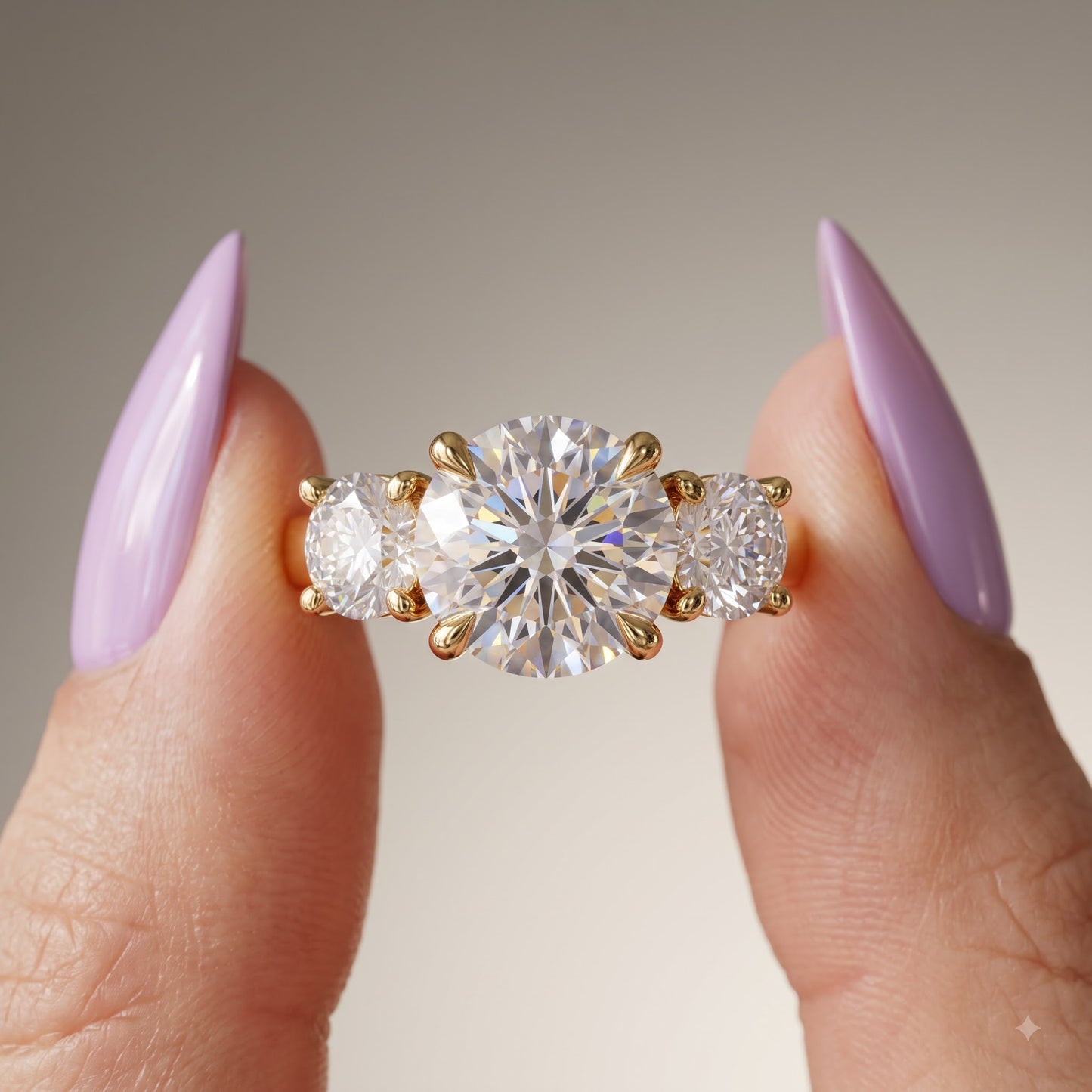 2.80 CT Round Lab Diamond Three Stone Engagement Ring
