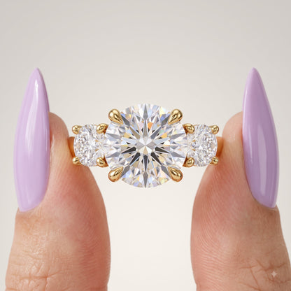 2.80 CT Round Lab Diamond Three Stone Engagement Ring
