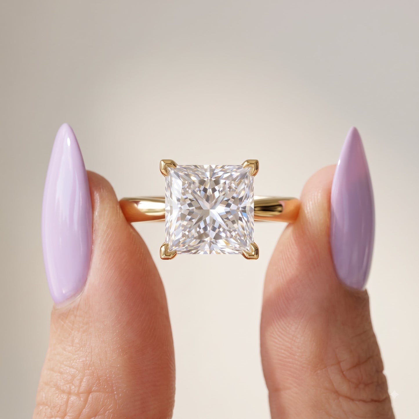 1.00CT Princess Cut Lab Grown Diamond Engagement Ring