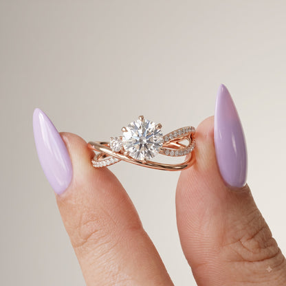 1.60ct  Round Cut Lab Grown Diamond Pave Engagement Ring