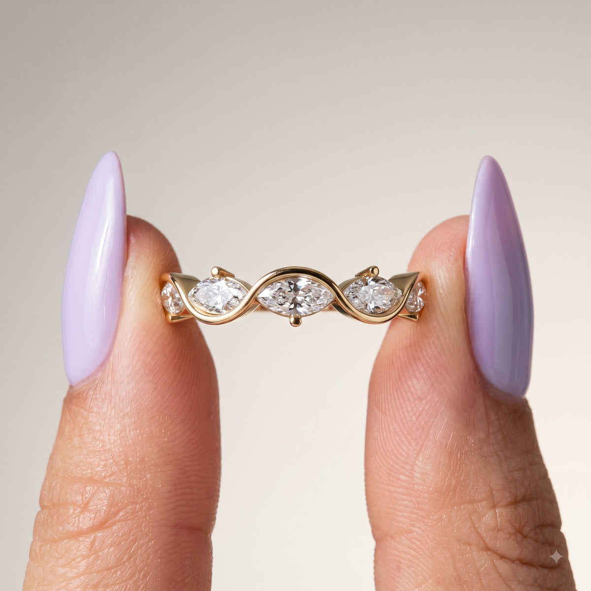 0.250 ct Marquise Cut Lab Grown Diamond Curved Band Ring