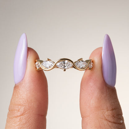 0.250 ct Marquise Cut Lab Grown Diamond Curved Band Ring