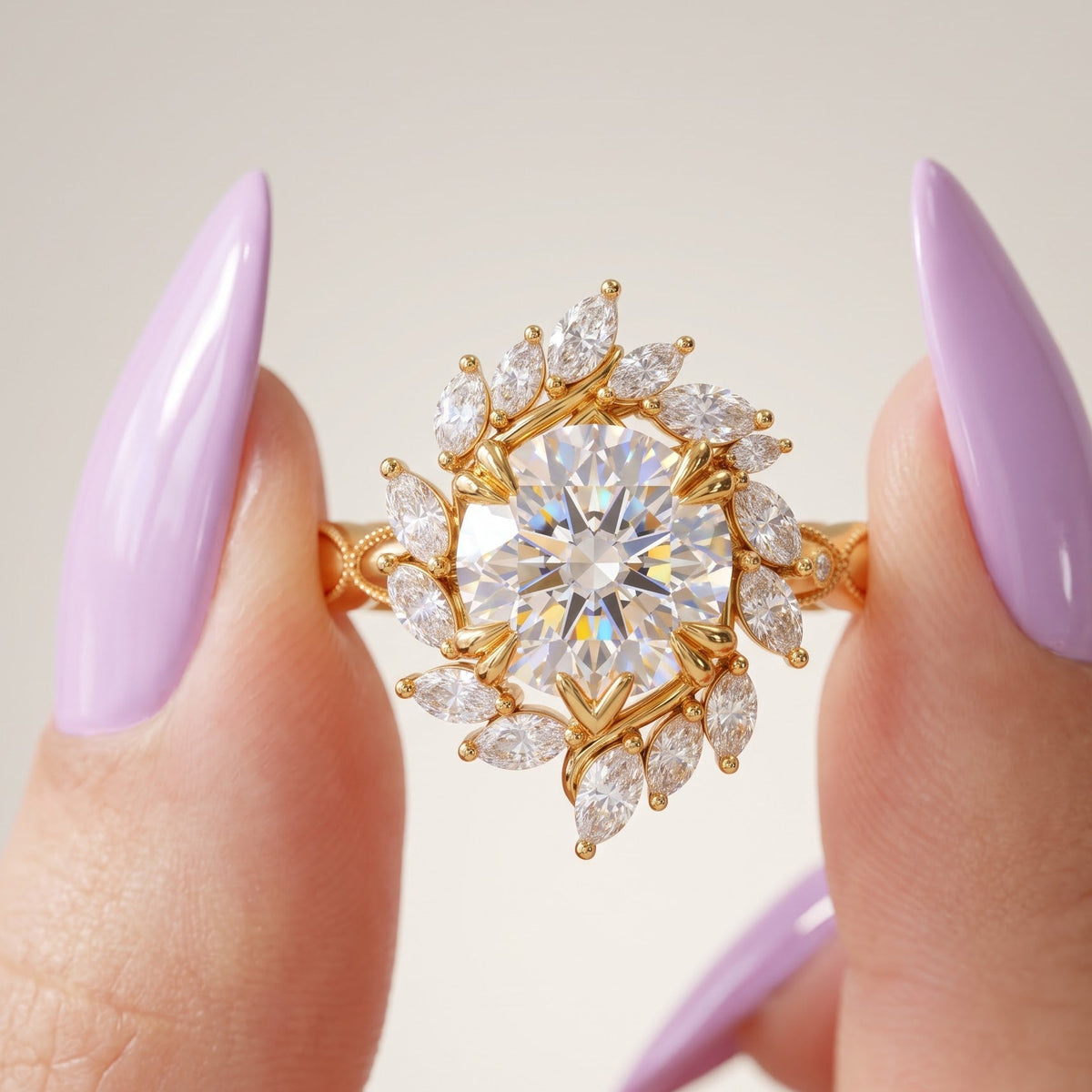 vintage inspired lab grown diamond engagement ring