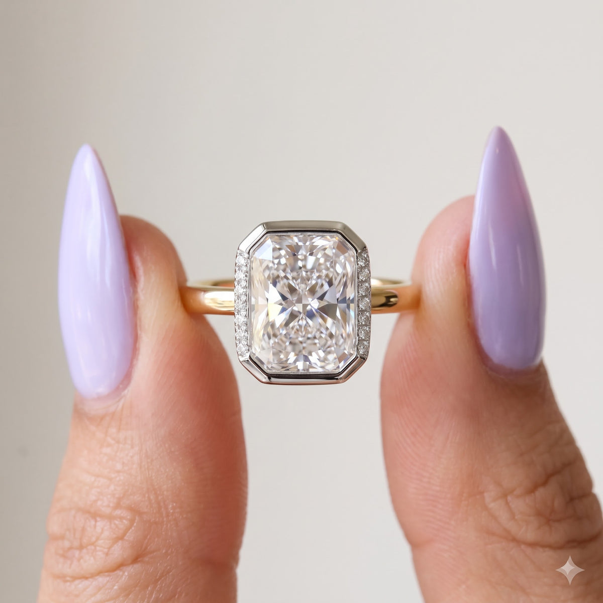 1.00ct Radiant Cut Lab Grown Diamond Modern Halo Engagement Ring