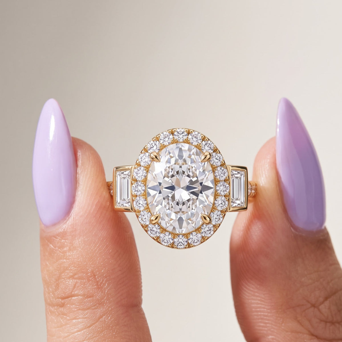 white gold oval engagement rings with halo​

