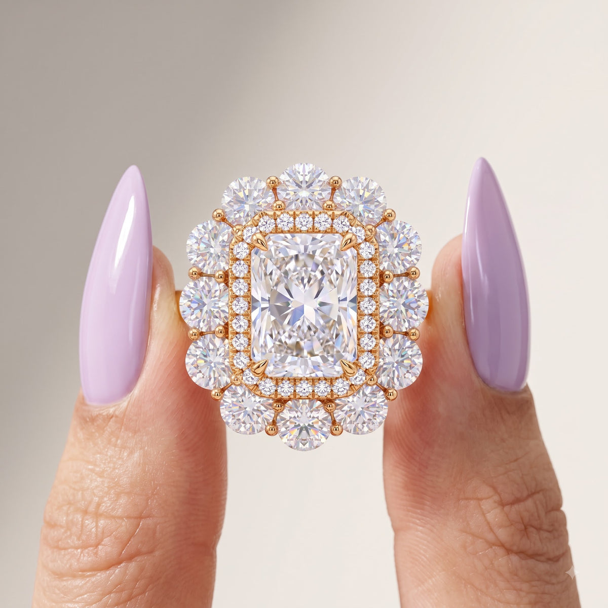 2.50ct Radiant Cut Lab Grown Diamond Halo Engagement Ring
