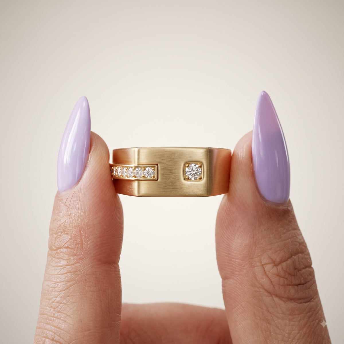 0.30 Ct Lab Grown Diamond Men's Ring | 14K Gold Wide Band Statement Ring