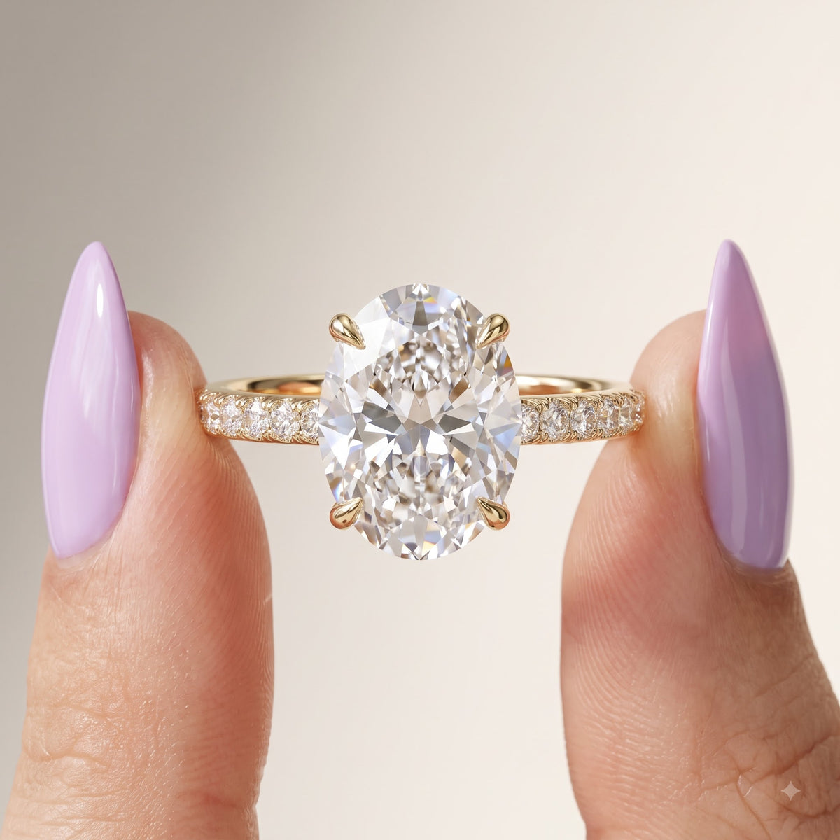 1.00 Ct Oval Cut Lab Grown Diamond Hidden Halo Engagement Ring | 1.12 Ct Total | 14K Gold