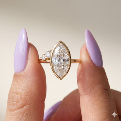 1.00 Ct Marquise Lab Grown Diamond Ring in 14K Gold | Amavida